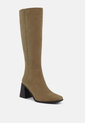 Womens Paytin Faux Leather Block Heel Calf Length Boots