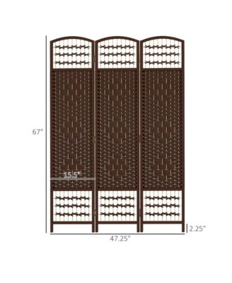 3 Panel Room Divider, Folding Screen, 5.6', Brown