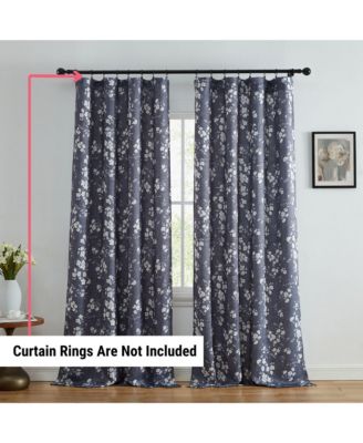 Ashley Floral Patterned Light Blocking Curtain Rod Pocket Pole Top Panels - Set of 2