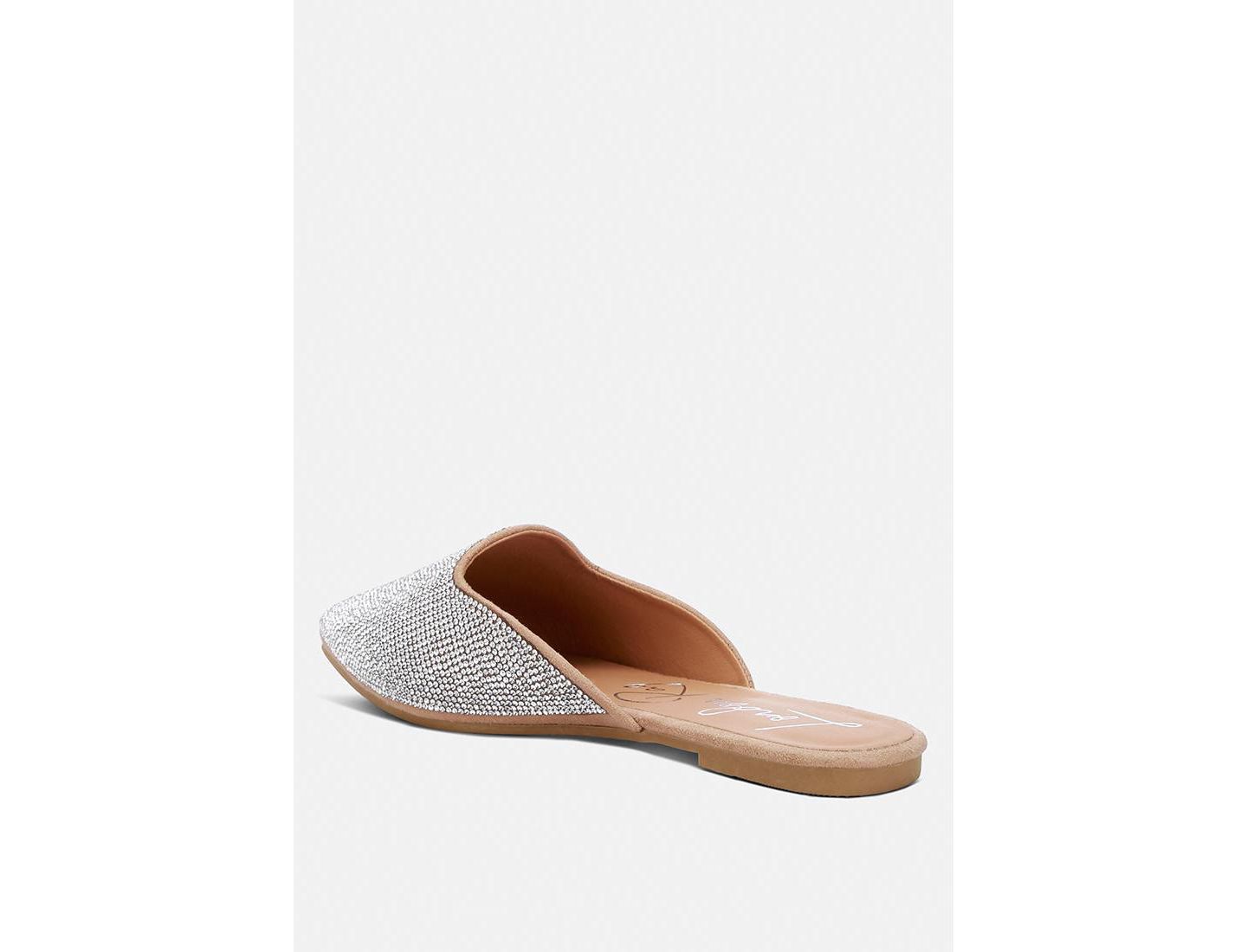 Женские сабо London Rag Rayen rhinestones embellished mules, цвет: Бежевый — фото 3