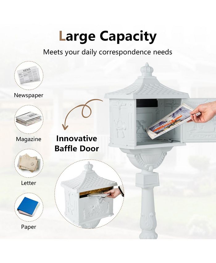 Slickblue Retro Cast Aluminum Mailbox Security Postal Letter Box with ...