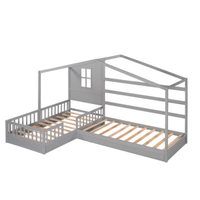 Streamdale Twin Bed with L-Structure Fence, Espresso