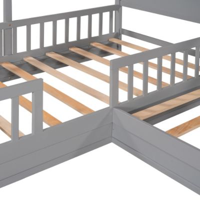 Streamdale Twin Bed with L-Structure Fence, Espresso