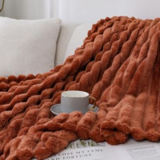 Kate Aurora Modern Lux Ultra Soft & Plush Ribbed Accent Throw Blanket - 50 in. W x 60 in. L - Navy - Macy's