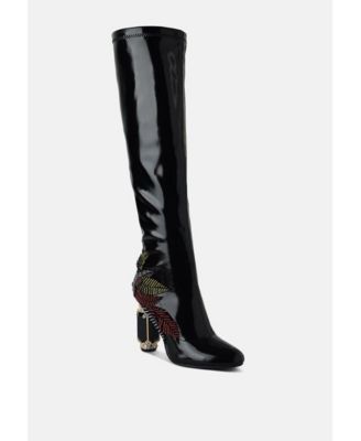 Womens Ecstasy Fantasy Heel Patchwork Knee High Boots