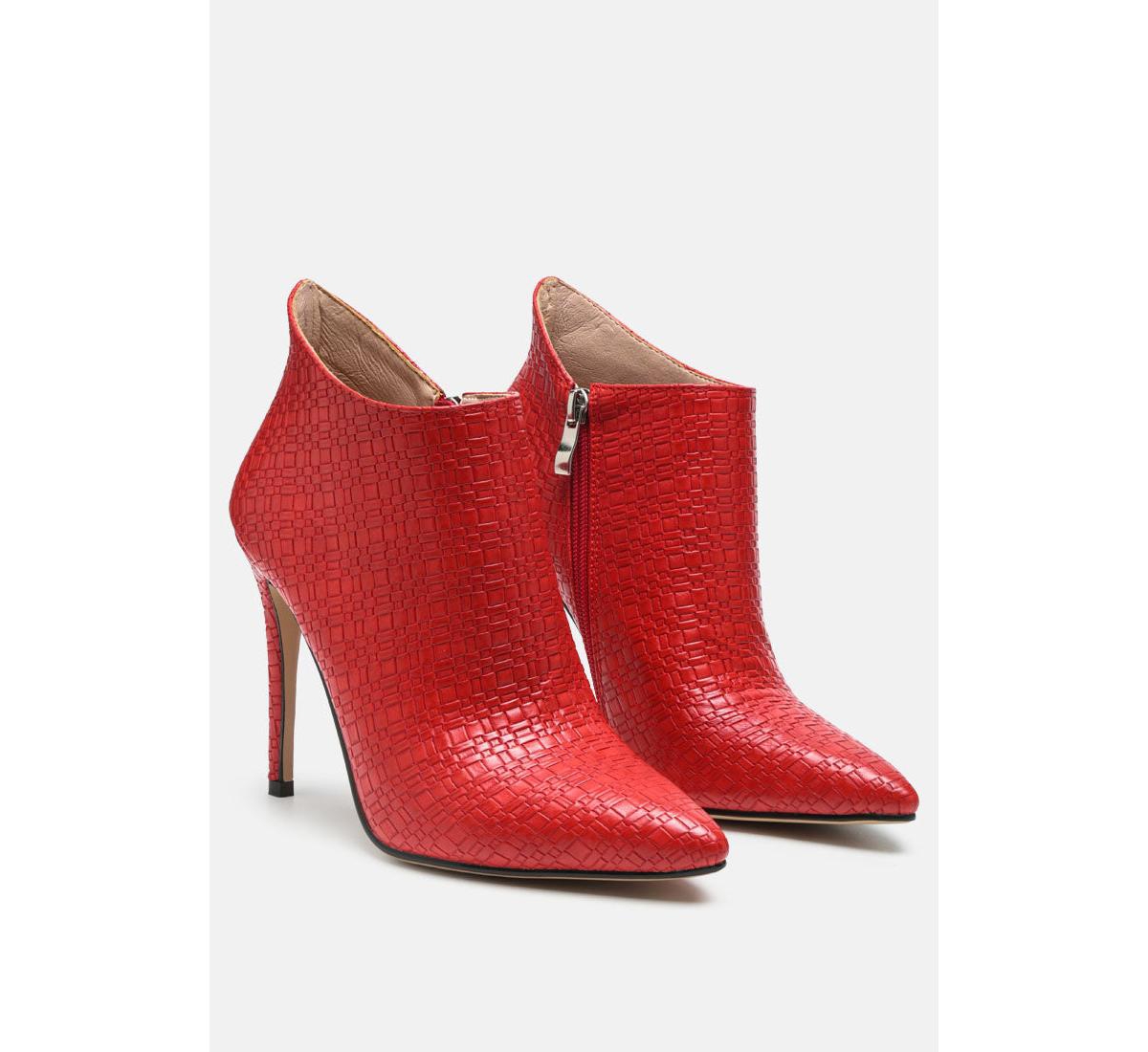 Rag & Co Lolita Woven Texture Stiletto Boot - Red