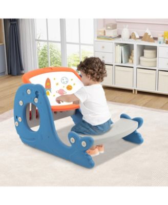 Toddler Convertible Activity Table Set Easel with Erasable Whiteboard-Blue