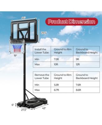 Portable Basketball Hoop with 9-Position Adjustable Height