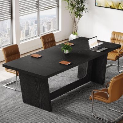 17.7FT Conference Room Table: Large Rectangular Meeting Seminar Table for 16-20 People, Wood Long Training Table with Heavy-Duty Frame, Business Table for Office, 6PCS