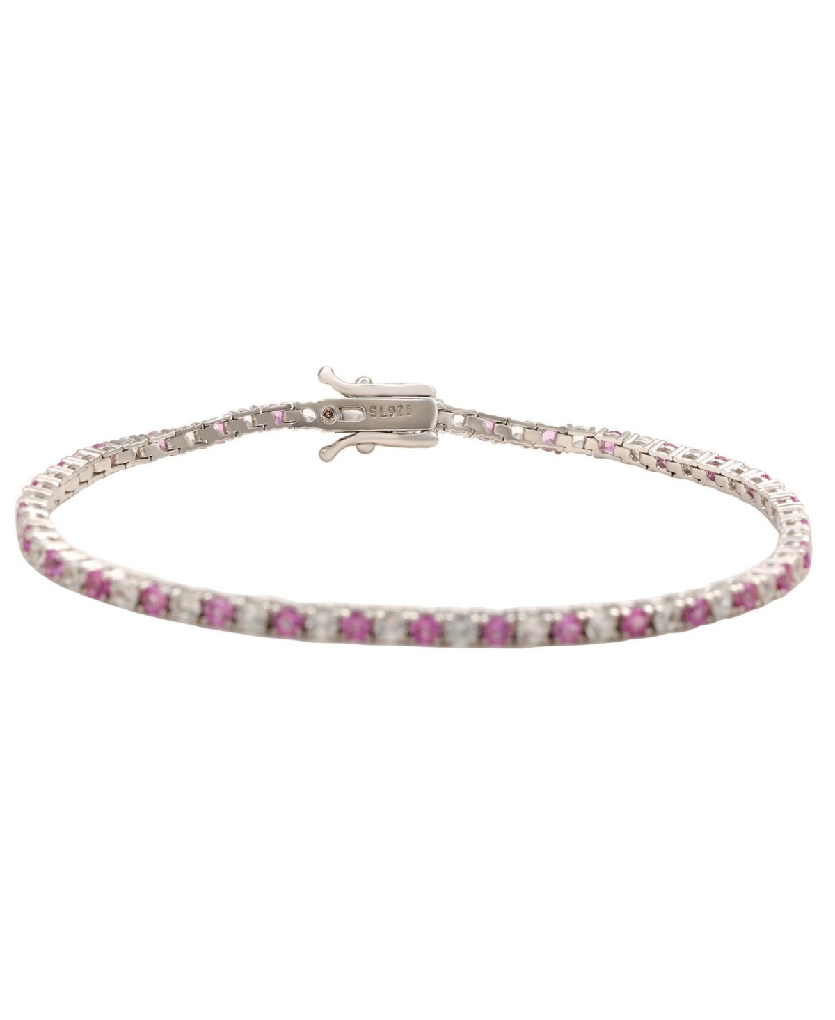 Suzy Levian New YorkSapphire & Lab-Grown White Sapphire Alternating Pave Tennis Bracelet in Sterling Silver - Pink