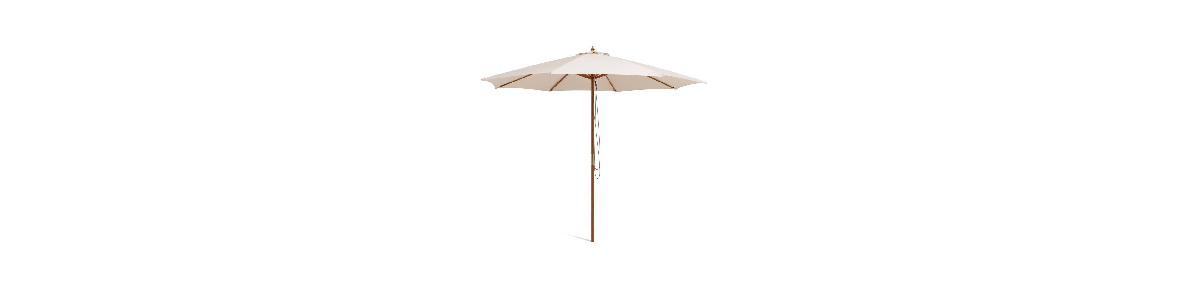 Patio Umbrella with 8 Wooden Ribs and 3 Adjustable Heights