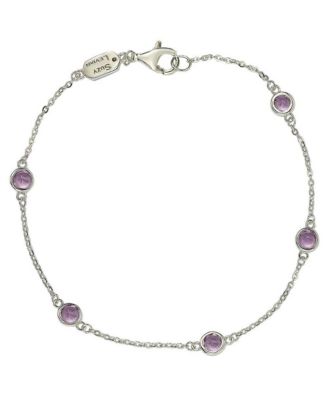 Suzy Levian Sterling Silver Sapphire 1 cttw Station Link Bracelet