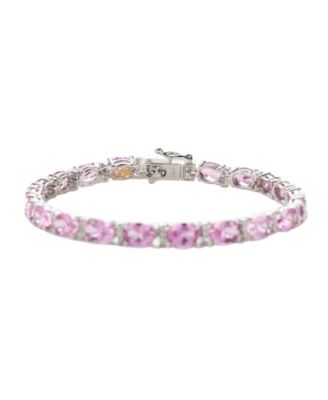 Suzy Levian Sterling Silver Sapphire & Created White Sapphire Oval-cut Tennis Bracelet