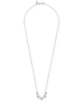 Diamond Bezel Five Stone Adjustable 18" Collar Necklace (1/2 ct. t.w.) in Sterling Silver or 14k Gold-Plated Sterling Silver