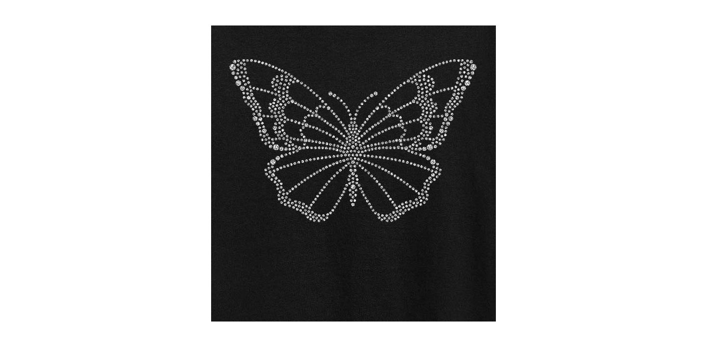 Женская футболка Hybrid Apparel Butterfly Sparkle Plus Size Graphic, цвет: Чёрный — фото 2