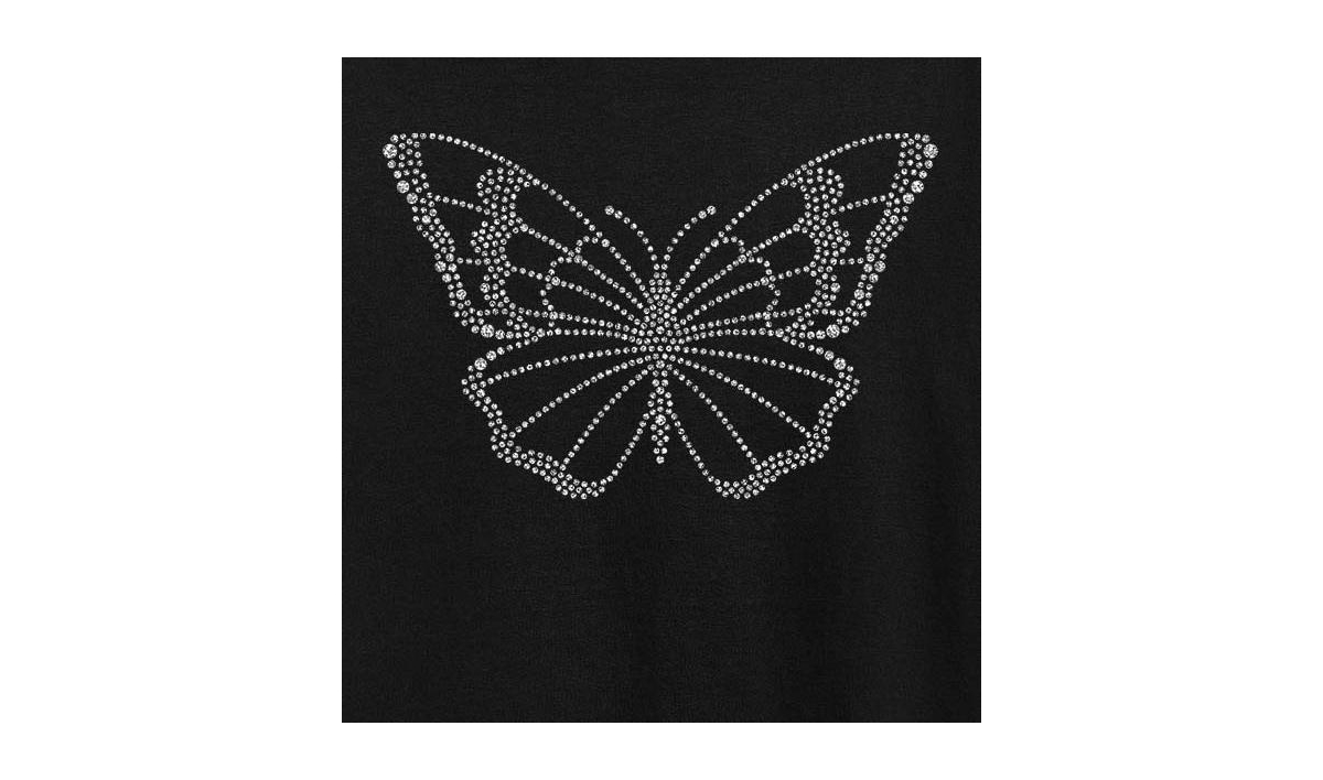 Hybrid Apparel Butterfly Sparkle Plus Size Graphic T-shirt In Black