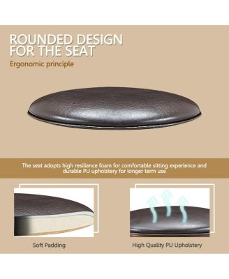 Set of 2 24-Inch Swivel Leather Padded Bar Dining Stools