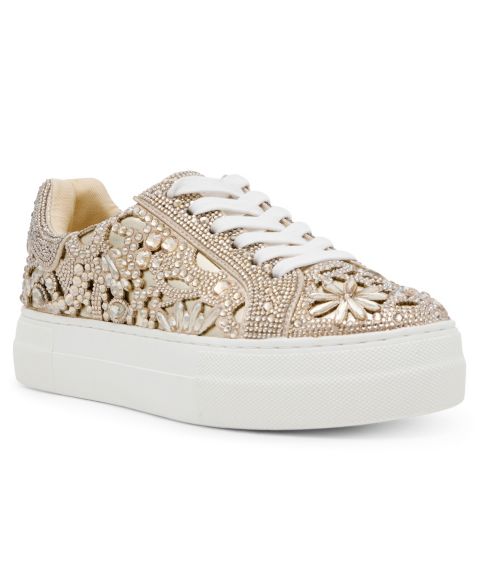 Женские кроссовки Betsey Johnson Reily Rhinestone Lace-Up, цвет: Светлый золотой