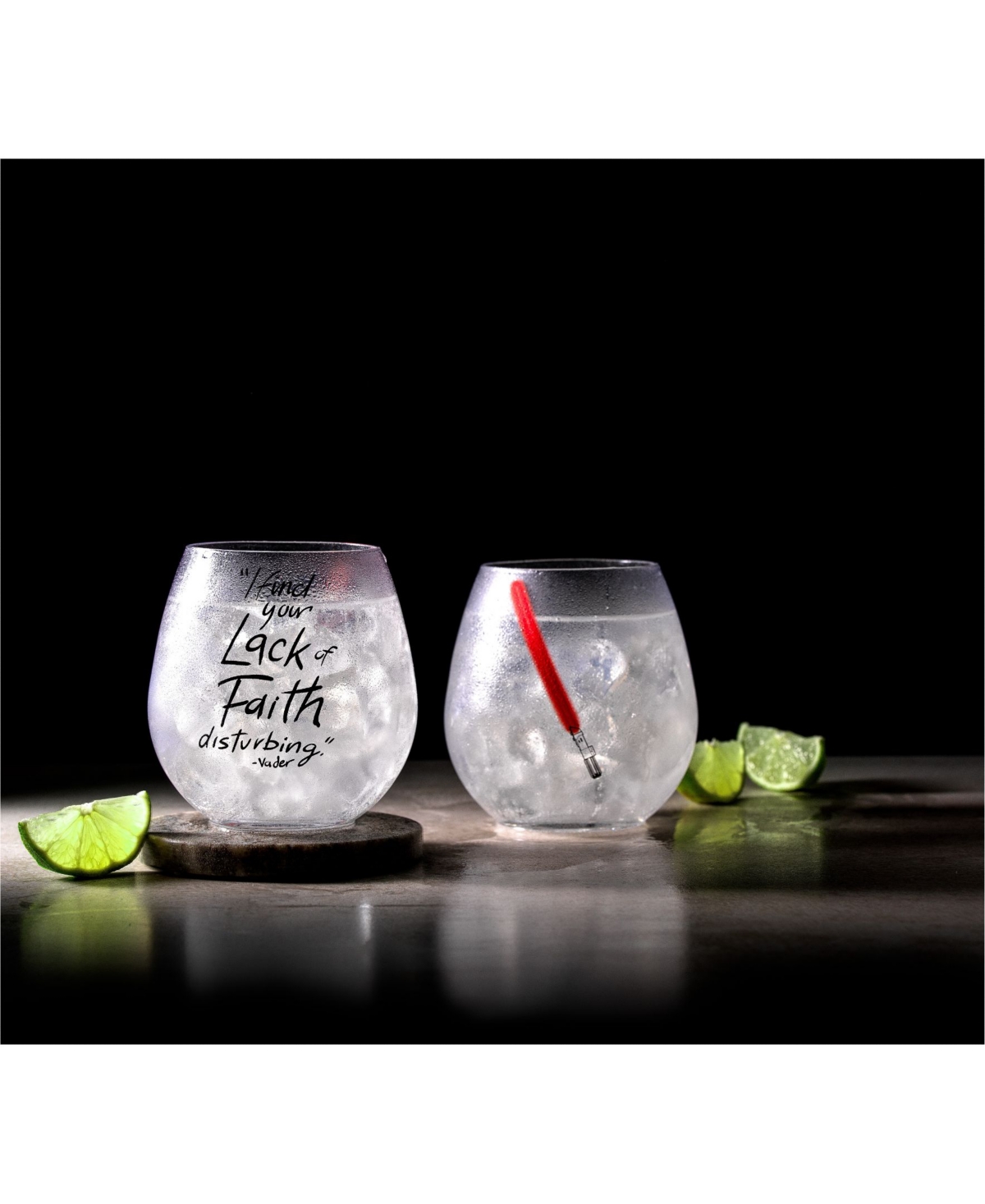 Joyjolt Star Wars Darth Vader Lightsaber Collection 15 oz Stemless Drinking Glass, Set Of 2 In No Color