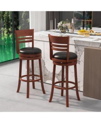 Set of 2 360° Bar Stools with PU Upholstered Seats