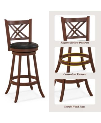 360° Swivel Upholstered Barstools Set of 2 with Back and Footrest