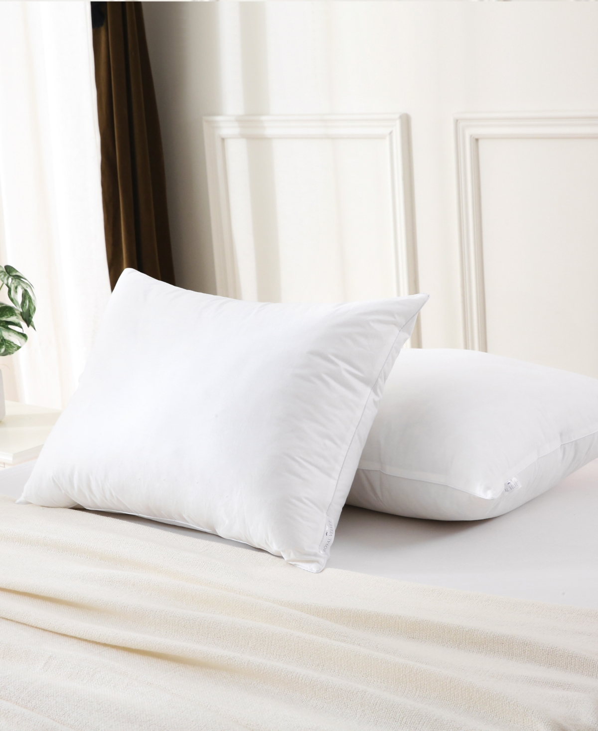 Royal Velvet White Goose Nano Down Feather Blend Pillow In White