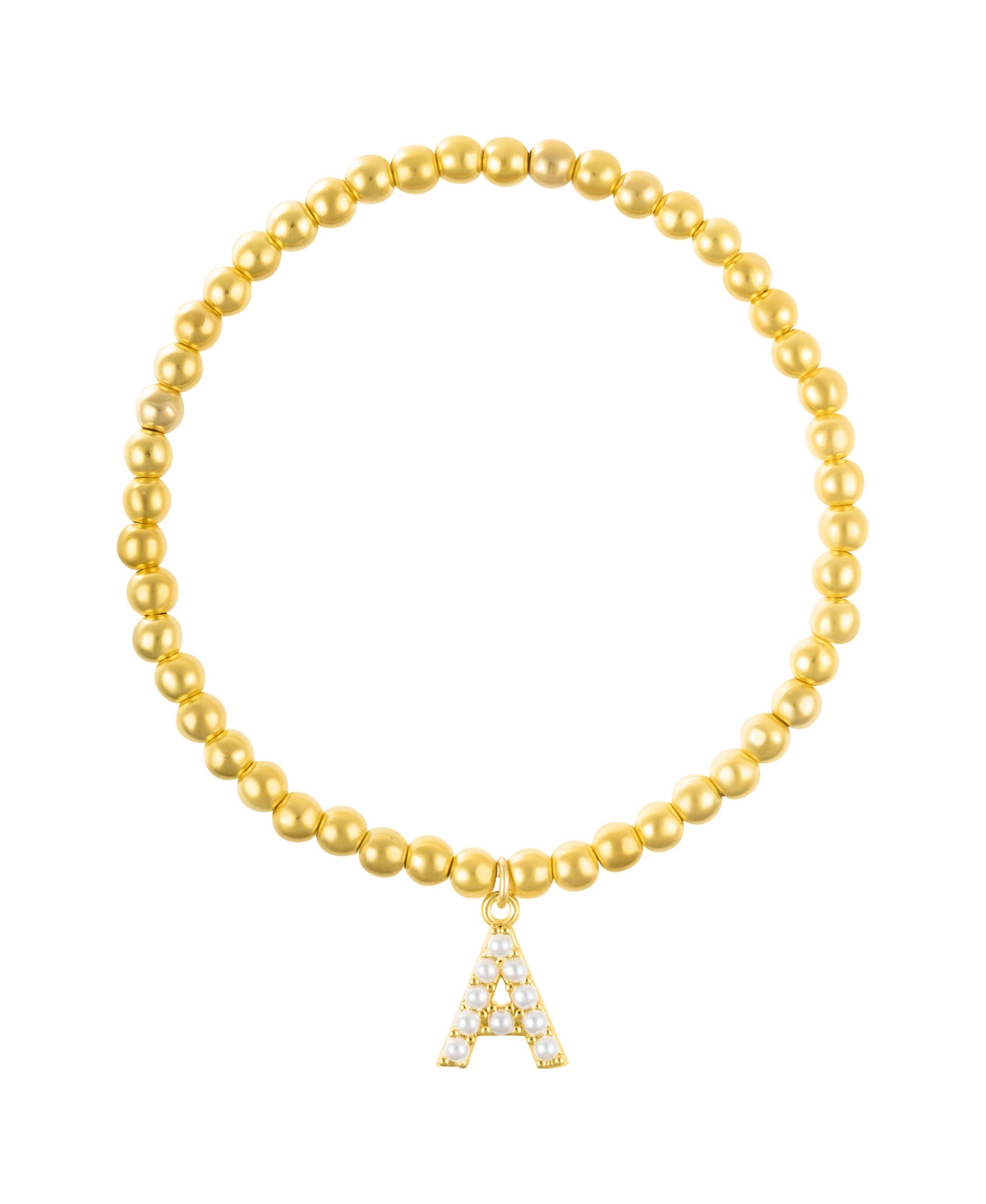 Adornia Faux Pearl Initial Charm Beaded Bracelet In Letter A