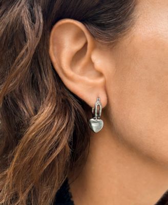 Silver Heart Huggie Earrings