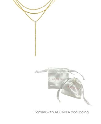 Gold Adjustable Curb Chain and Herringbone Lariat Y-Necklace Set