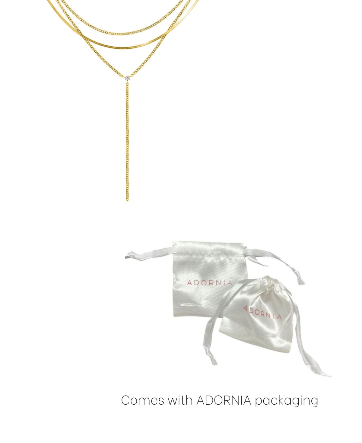 Adornia 14k Gold Plated Adjustable Curb Chain And Herringbone Lariat Y-necklace Set In Gold