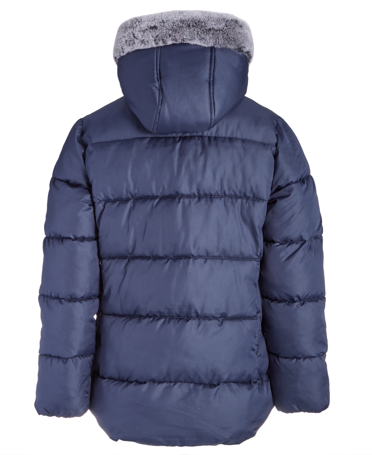 S Rothschild & Co Big Girls Quilted Full-Zip Hooded Puffer Jacket with Faux-Fur Trim & Houndstooth Scarf