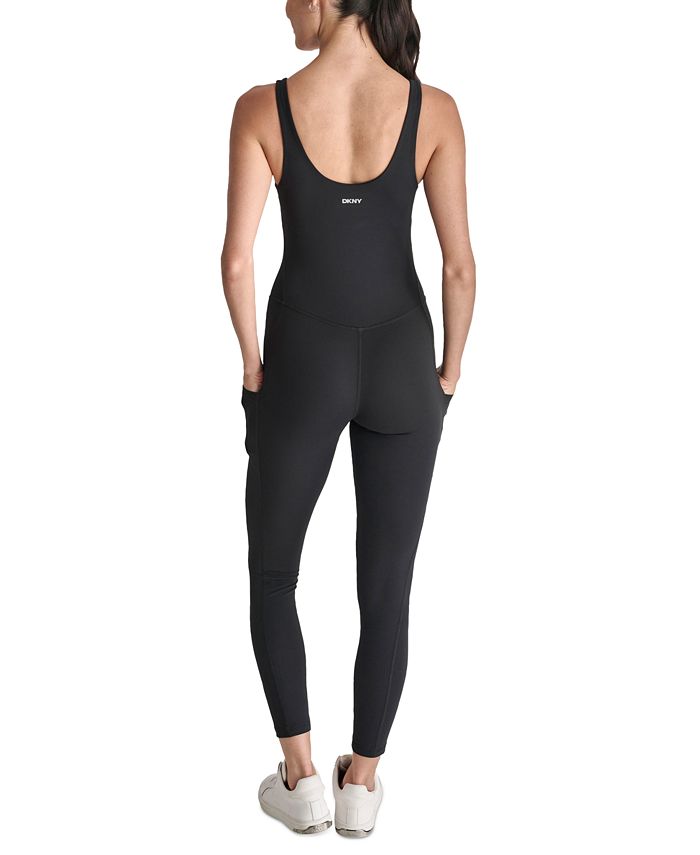 B NEW YORK Womens Stretch Pocketed Sleeveless Scoop Neck Tank Straight leg Jumpsuit