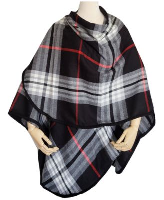 FRAAS - Women's Solid Border Plaid Rounded Edge Wrap