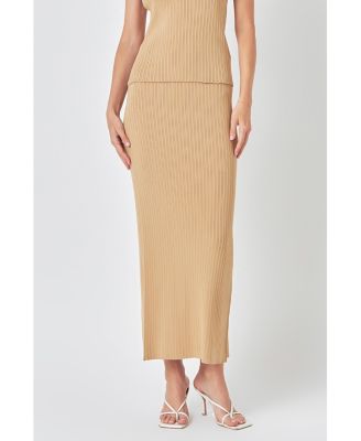 Women's Ribbed Slit Maxi Skirt