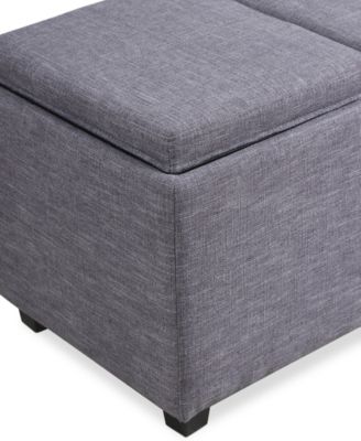 Avalon Fabric Rectangular Storage Ottoman with 3 Trays