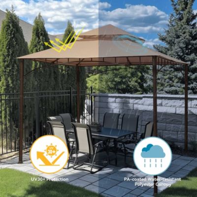 10.6'x10.6' Gazebo Top Replacement Fit for Brand_Model Summer Veranda Gazebo/L-GZ093PST/G-GZ093PST/TGZ093 2 Tier Outdoor Patio Dark Beige
