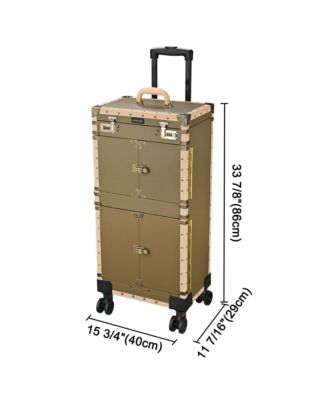 Bronze Rolling Hair Stylist Salon Makeup Cosmetic Case Artists Train Trimmer Box