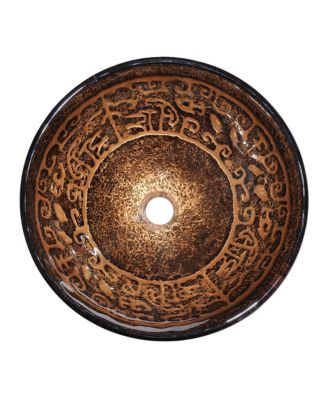 Tempered Glass Round Vessel Sink Antique Totem Above Counter Bathroom Vanity Bowl Basin