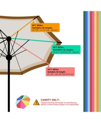 10ft UV50+ Universal Replacement Umbrella Canopy Outdoor Beach Parasol Top Cover