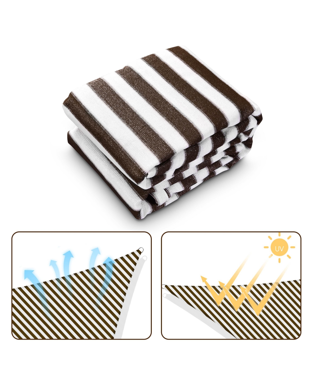 Yescom Ft 97% Uv Block Triangle Sun Shade Sail Hdpe Canopy Outdoor Patio Backyard - Brown+white