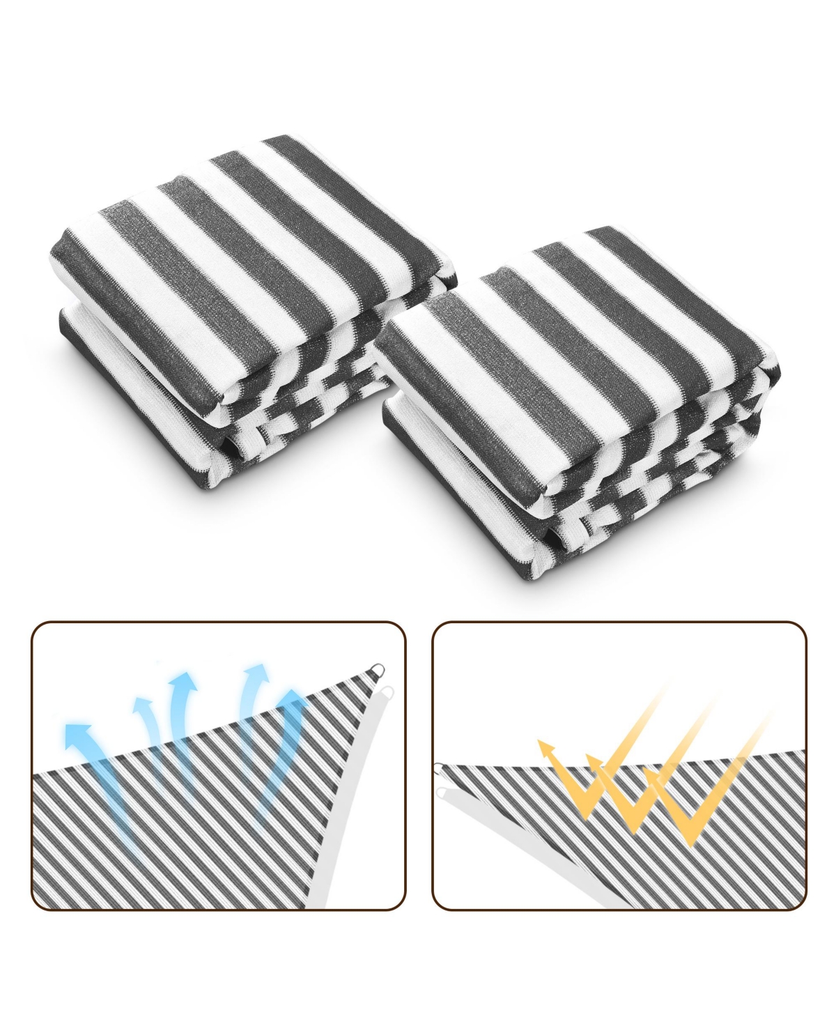 Yescom 2 Pack Ft 97% Uv Block Triangle Sun Shade Sail Heavy Duty Canopy Outdoor Pool - Gray+white