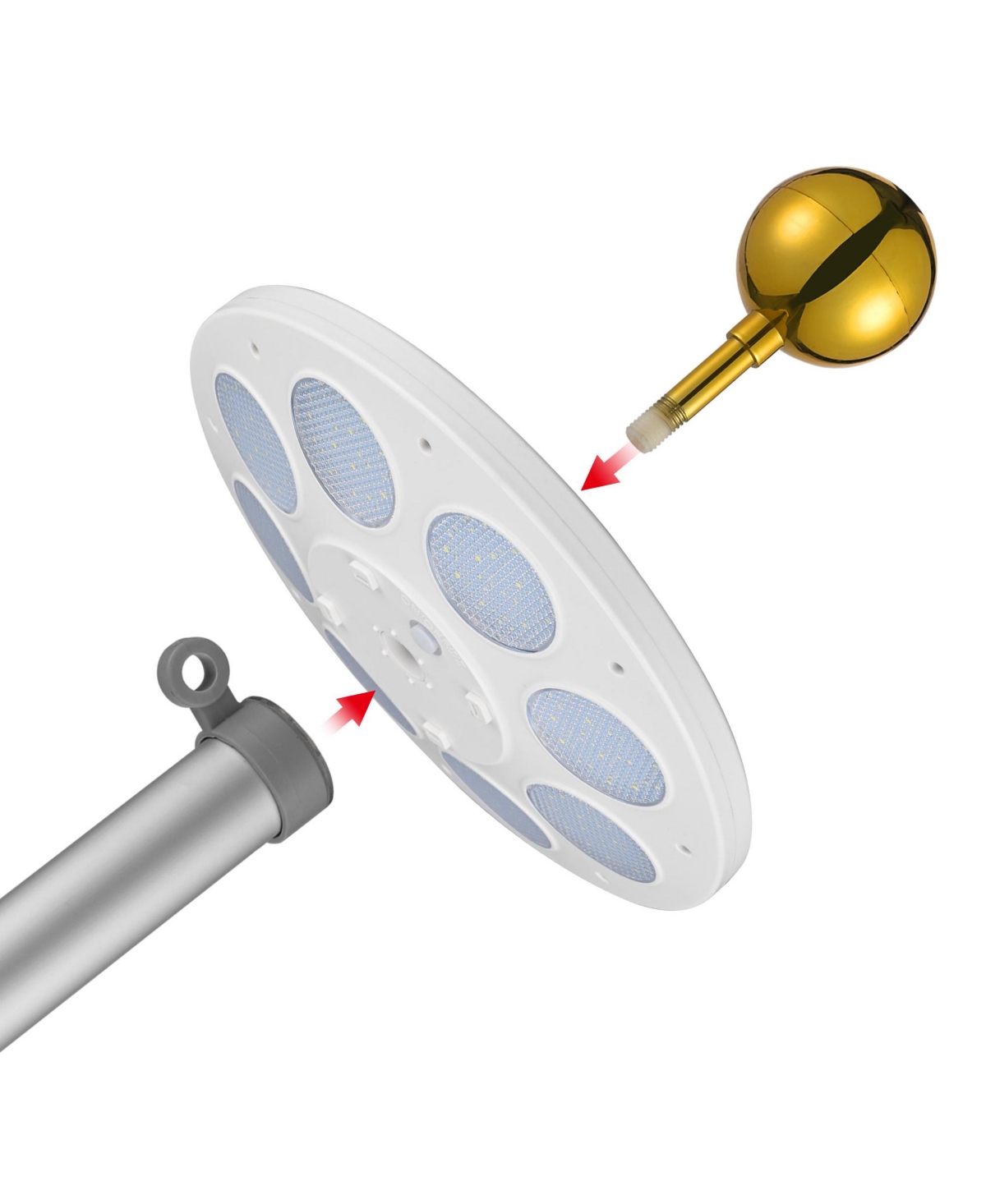 Yescom Bravery 25 Ft Sectional Aluminum Flag Pole Kit with 136 Led Solar Light Us Flag Garden