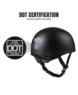 Half Face Motorcycle Helmet Sun Visor DOT Approved Bike Chopper Matte Black