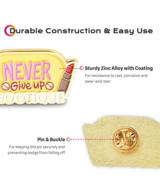 Boutique Inspirational Quote Badge Set Pin Brooch Enamel for Makeup Bag 2 Packs