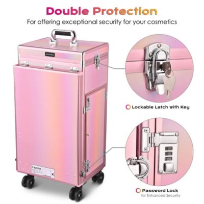 Nail Desk Mobile Station Rolling Makeup Manicure Table Unicorn Pink