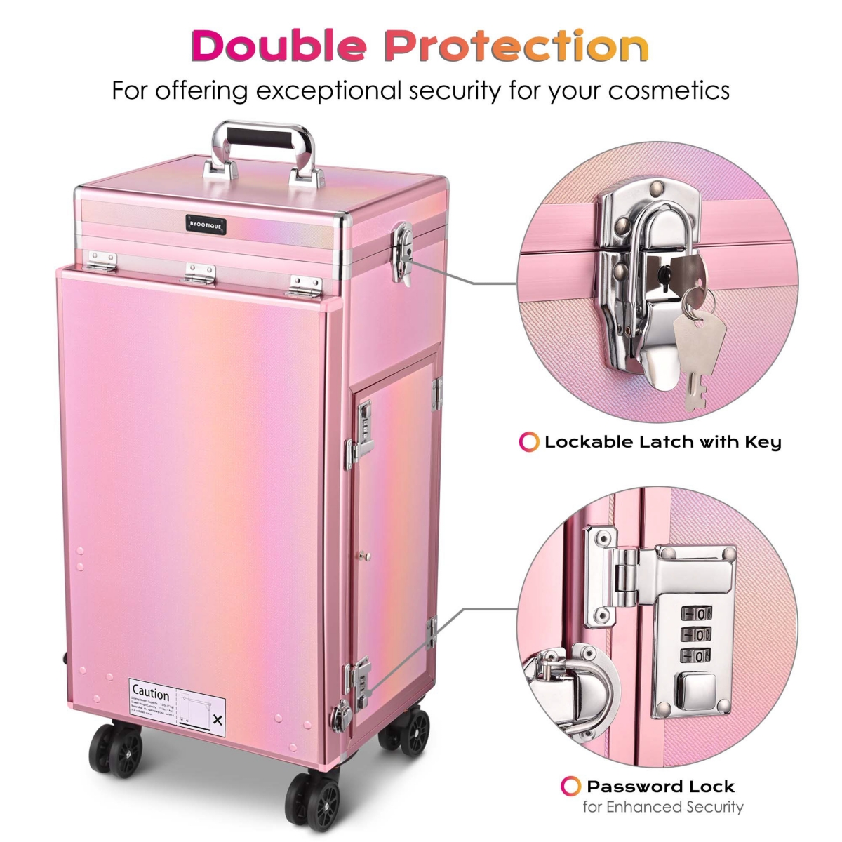 Byootique Nail Desk Mobile Station Rolling Makeup Manicure Table Unicorn Pink