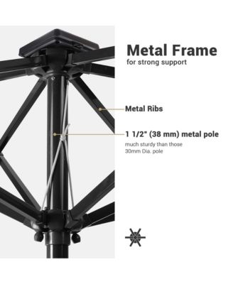 10x6.5FT Rectangle Outdoor Solar LED Patio Umbrella with Crank Tilt for Table Market Yard Deck Pool Party Navy