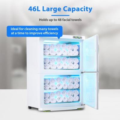 46L Hot UV Sterilizer Towel Warmer Cabinet Heated Nail Salon Spa Facial Dual 4 Rack
