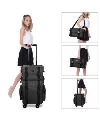 Classic Black Rolling 2in1 Cosmetic Case Sided Makeup Artist Organizer