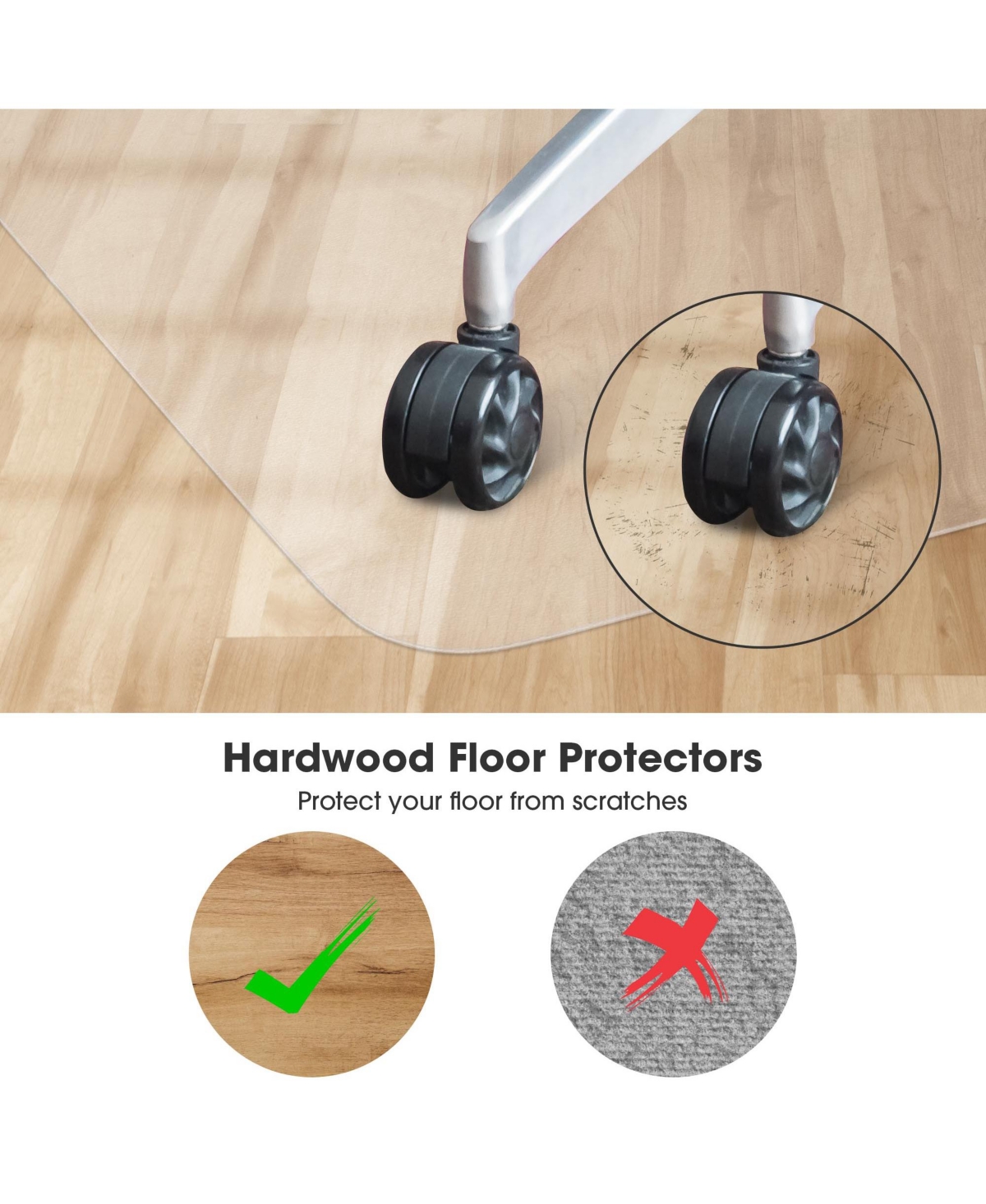 Yescom Rectangle Pvc Floor Mat Protector for Hard Wood Office Desk Chair 60